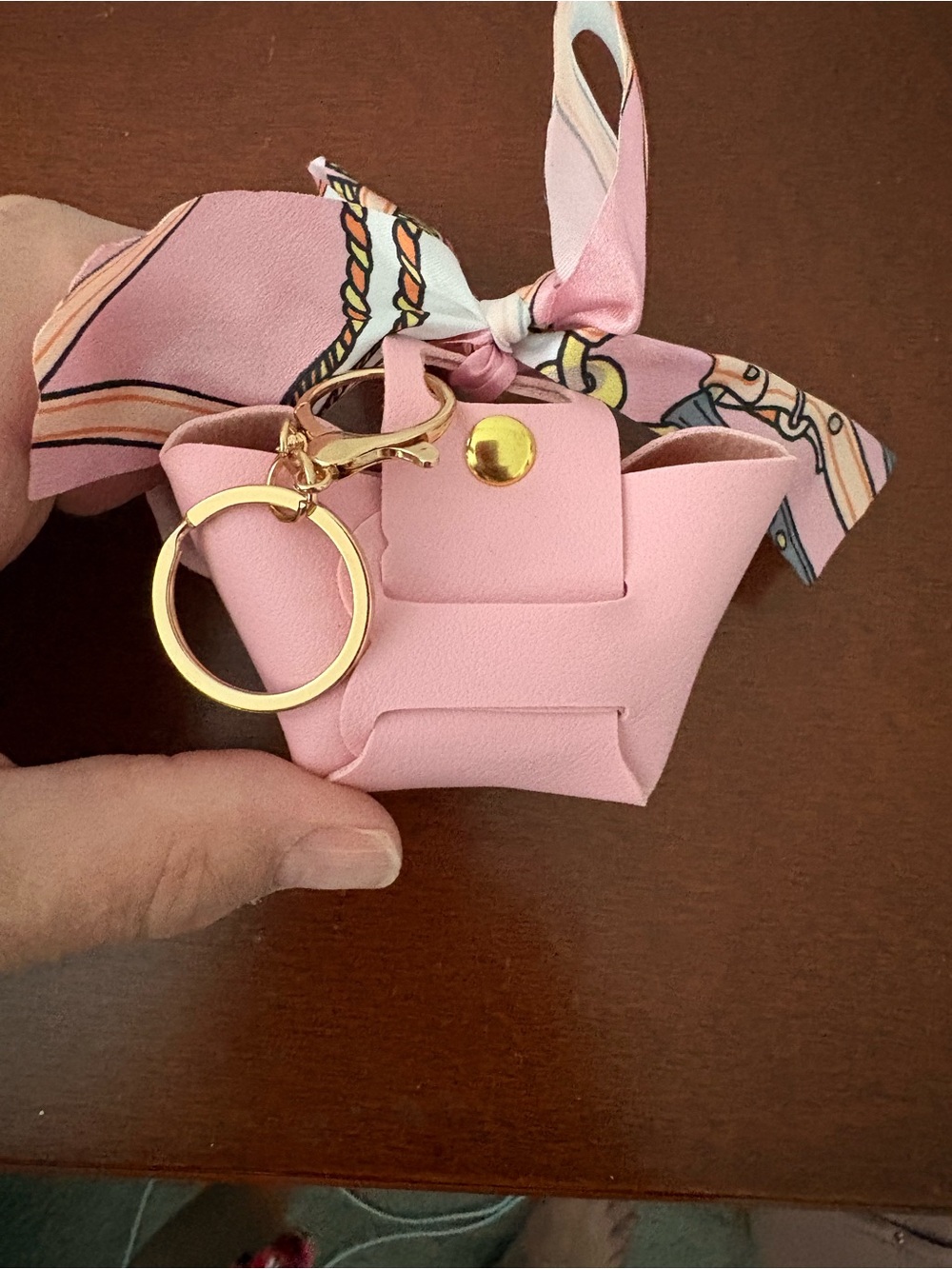 NWOT Pink Mini Leather Purse Charm / Keychain with Scarf Accent